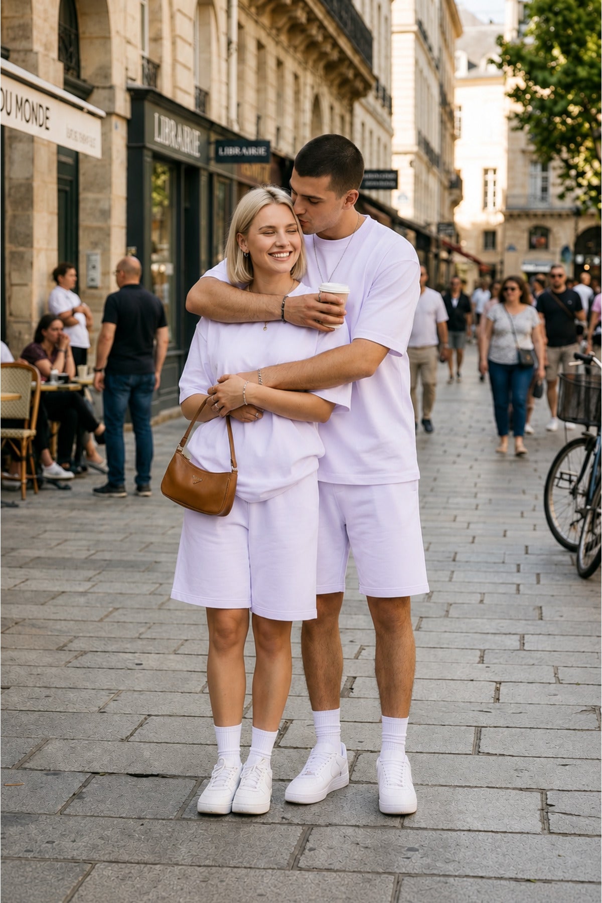 Unisex Kadin Erkek Çi̇ft Kullanimina Uygun Oversi̇ze Kisa Kollu Şort Takim (tek Adet ) - Lila - 3