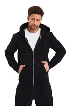 Unisex Si̇yah Tam Fermuarlı Hırka Sweatshirt Kapşonlu Kanguru Cepli Kadın Erkek - Siyah - 4