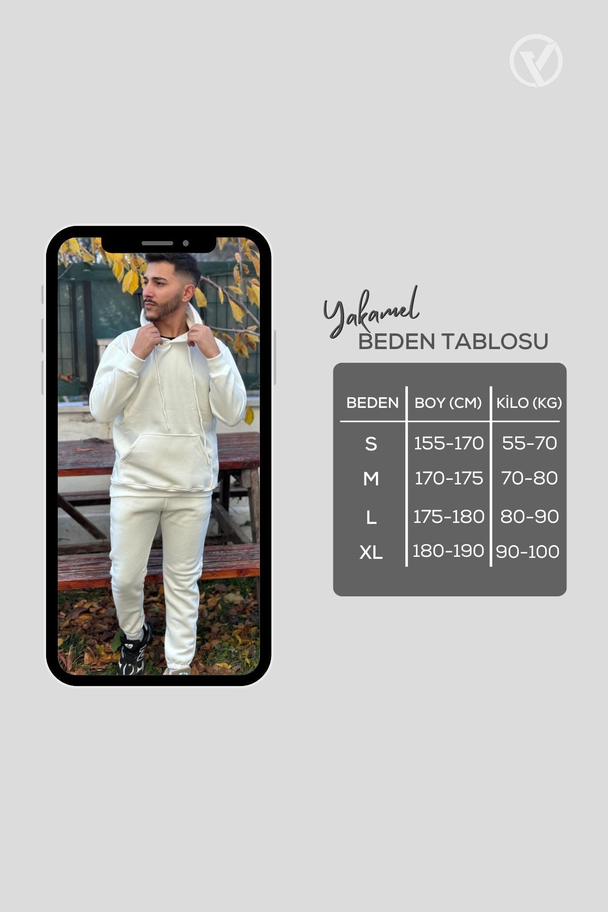 Ob Comfort Kapüşonlu Kanguru Cep Oversize Lastik Paça Beyaz Eşofman Takımı - Beyaz - 6