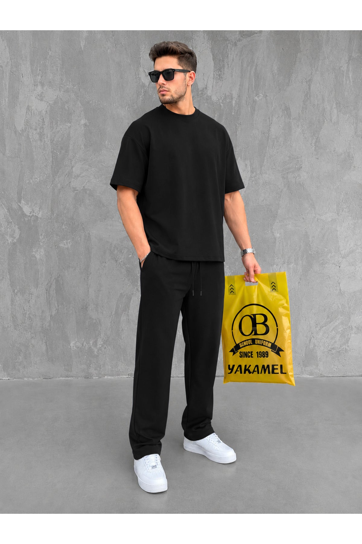 Oversize Salaş Kesim Premium Takım Kombin Rahat Kalıp Unisex İ̇kili Takım - Siyah - 1
