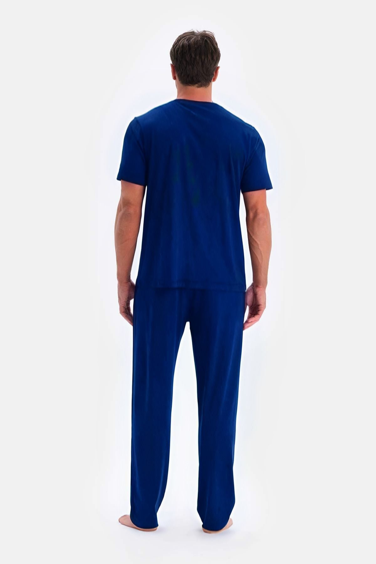Erkek Lacivert Batik Yazlık Rahat Pijama Takımı - Lacivert - 3