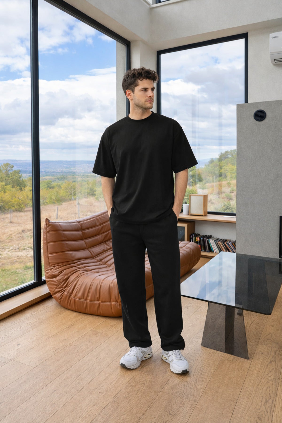 Yeni Sezon Erkek Oversize Takım Trend Model - Siyah - 1