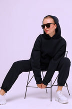 Kadin 3 İ̇pli̇k İ̇çi̇ Pamuklu Kalin Jogger Eşofman Takimi - Lacivert - 2