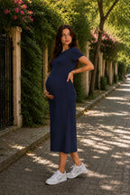 Kadin Fi̇ti̇lli̇ Esnek Hami̇le Elbi̇sesi̇ - Lacivert - 2