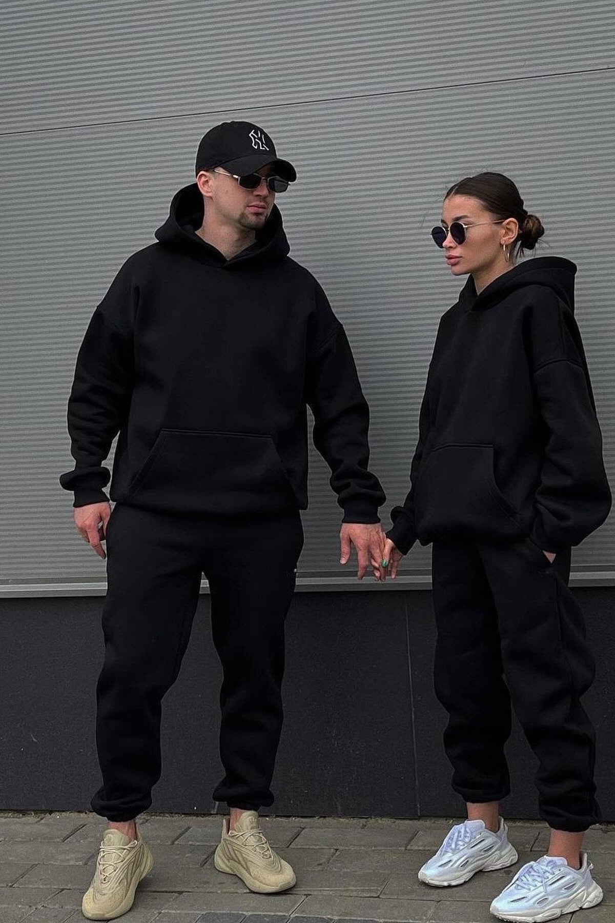 Unisex 3 İ̇pli̇k Şardonlu Oversi̇ze Çi̇ftleri̇n Kullanimina Uygun (tekli̇) - Siyah - 1