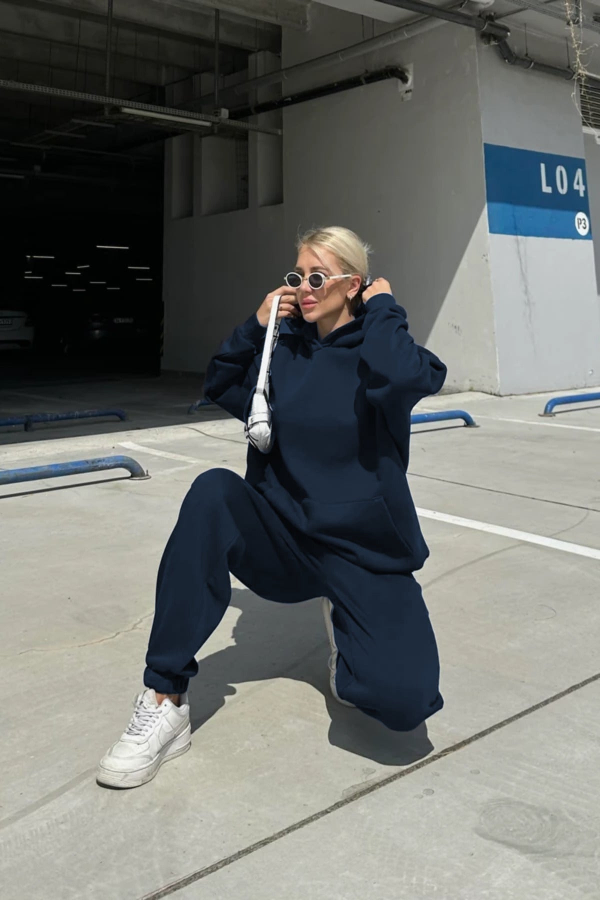 Kadın Oversize Şardonlu Kalın Mevsimlik Sweatshirt - Füme - 3