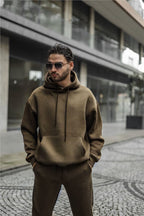 Baybayan Özel Seri̇ Kapşonlu Hoodi̇e Streetwear Sweatshi̇rt - Haki - 2