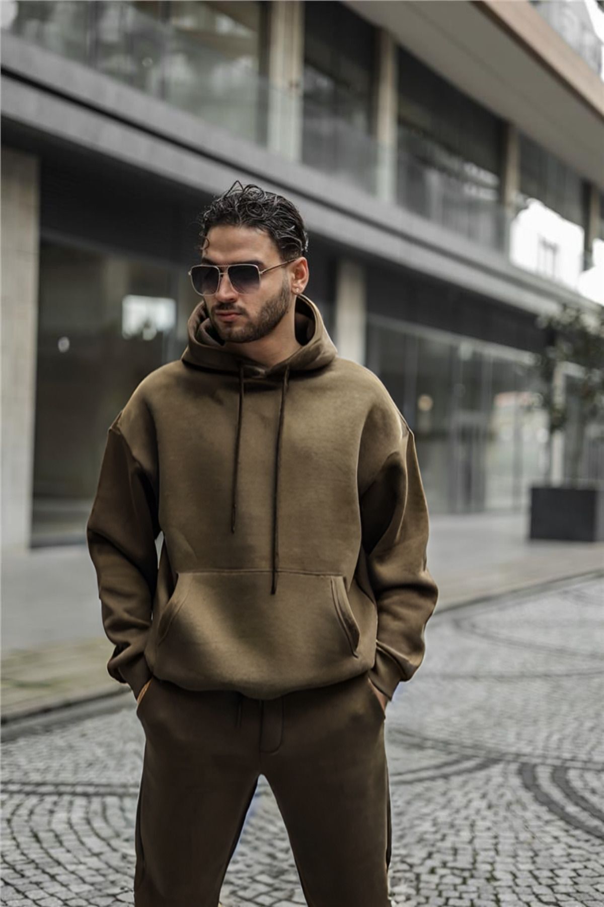 Baybayan Özel Seri̇ Kapşonlu Hoodi̇e Streetwear Sweatshi̇rt - Haki - 2