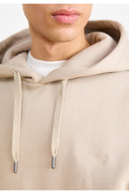 Erkek Düz Okul Lise Hoodie Sweatshirt - Bej - 4