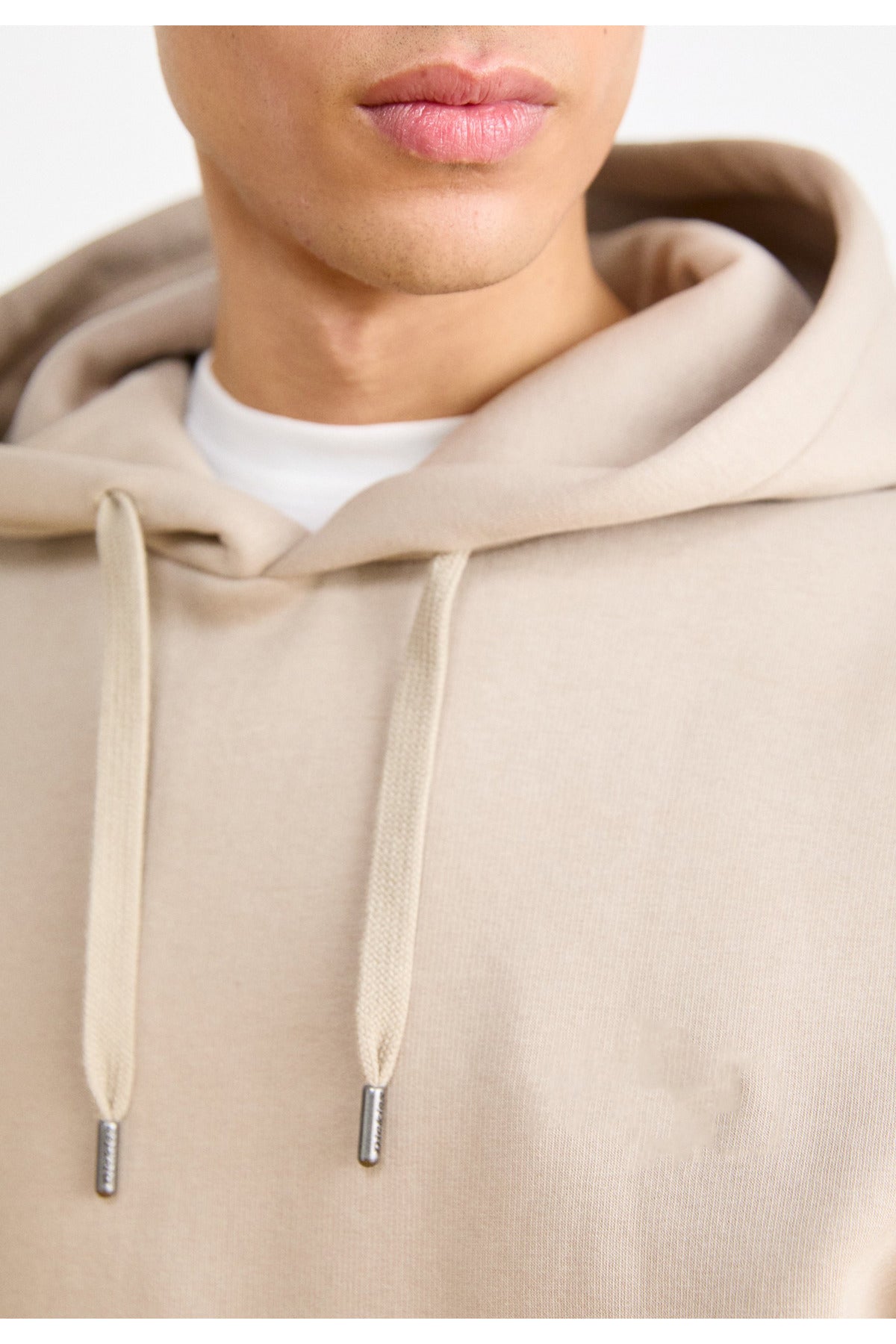 Erkek Düz Okul Lise Hoodie Sweatshirt - Bej - 4