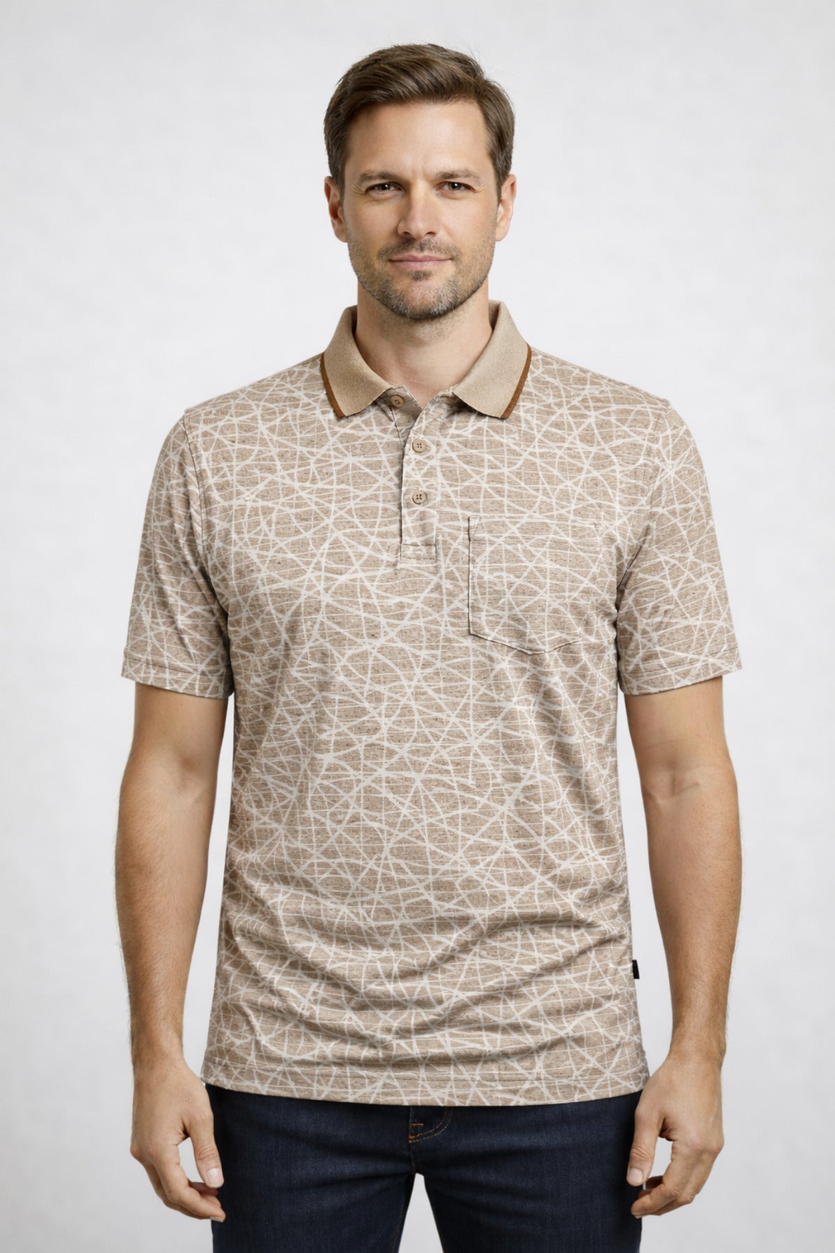 Erkek Polo Yaka Baba Grubu Kısa Kollu Tişört Regular Fit Yazlık - Kahverengi - 1