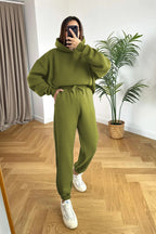 Kadin 3 İ̇pli̇k Oversi̇ze Premi̇um Sweatshi̇rt Eşofman Takimi - Yeşil - 3