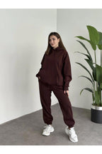 Kadın Kahverengi Brooklyn Oversize Kapşonlu Alt Üst Eşofman Takımı - Kahverengi - 2