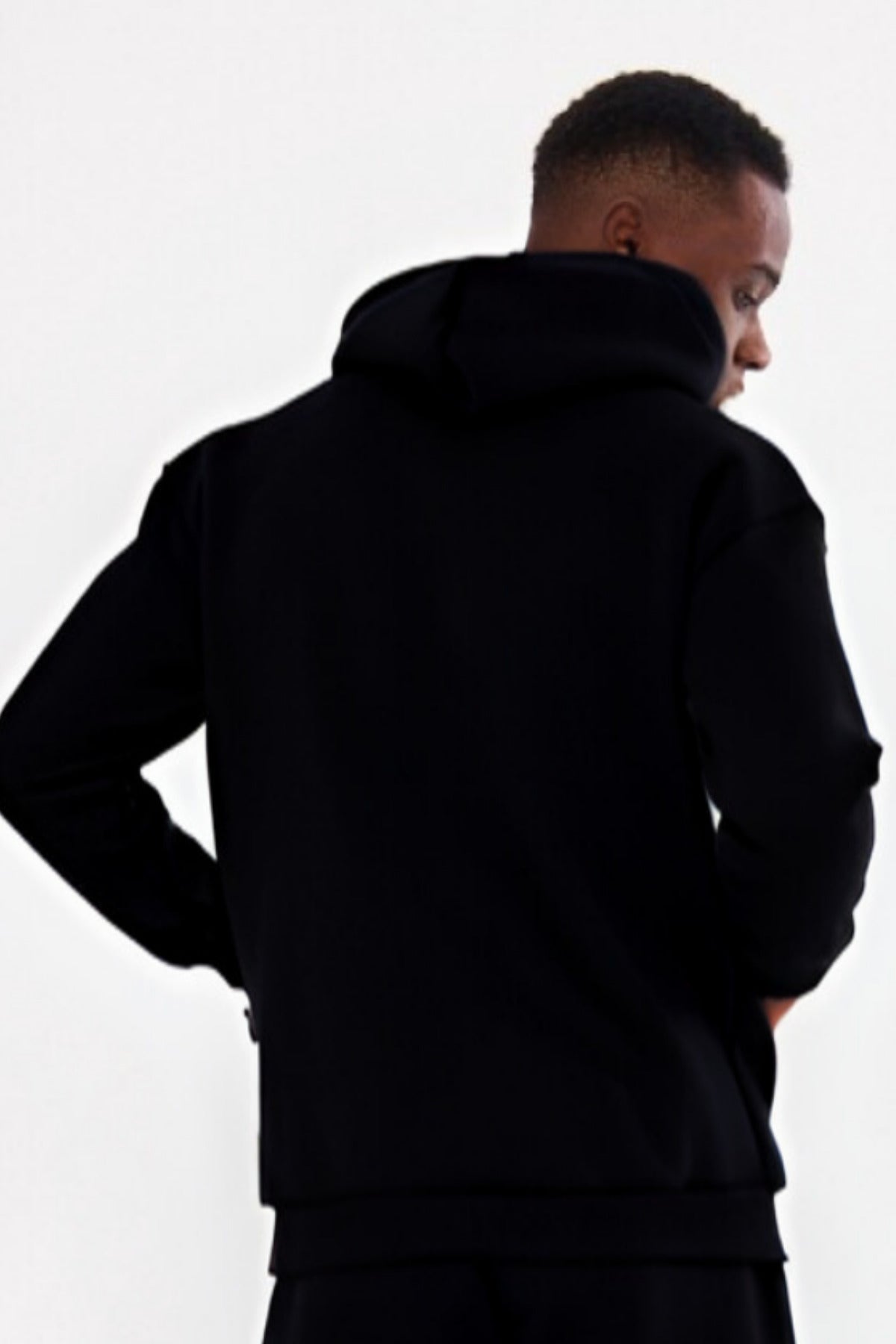 3iplik Bisiklet Yaka Kalın Sweatshirt Pamuklu - Siyah - 4