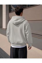 Erkek 3 İ̇pli̇k Fermuarli Kapüşonlu Oversi̇ze Rahat Sweatshirt Hirka - Gri - 3