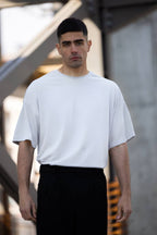 Erkek Kısa Kollu Salaş Yazlık Tişört - Beyaz - 1