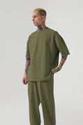 Erkek Oversize T-shirt Ve Eşofman Altı Pijama Takımı - Yeşil 1 - 1