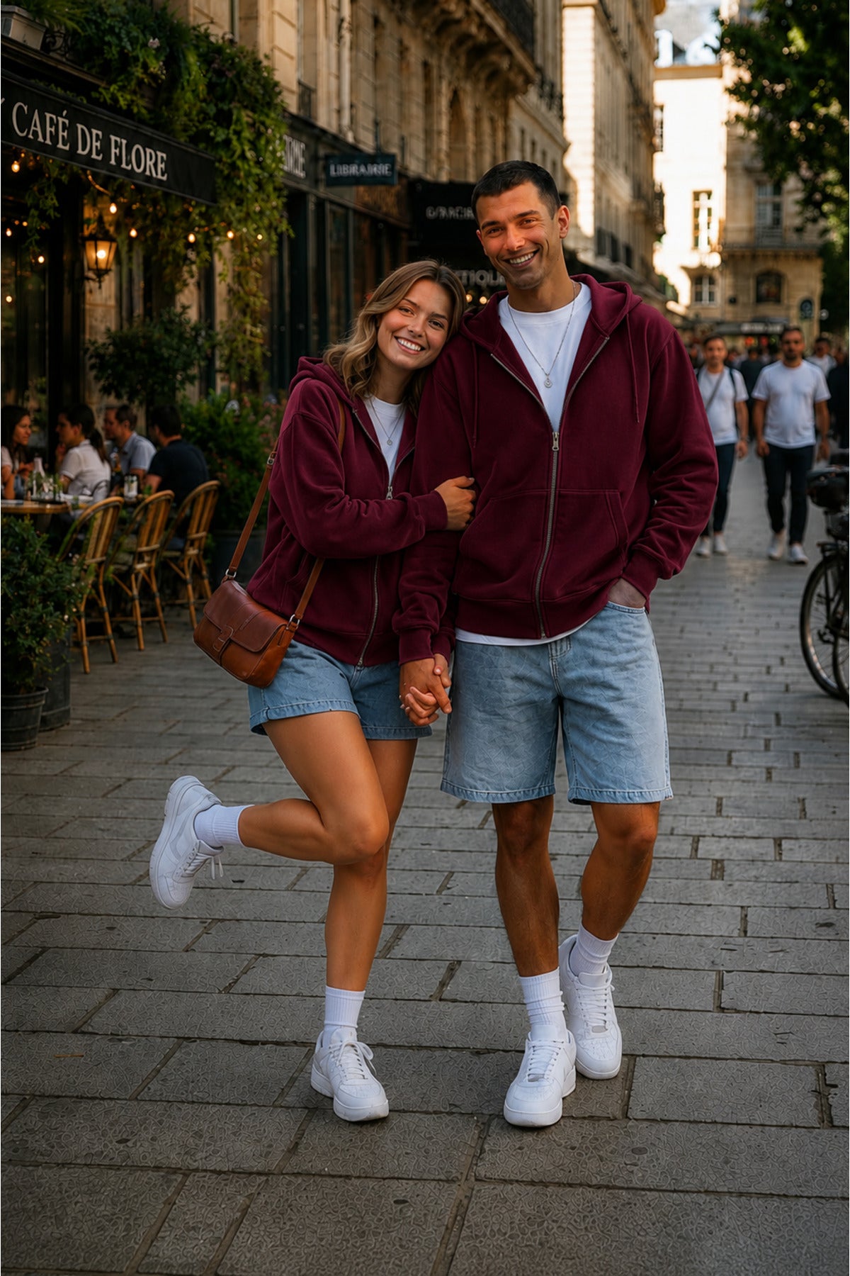 Unisex Kapüşonlu Oversize Full Fermuarli Rahat Kesi̇m Mevsi̇mli̇k Yeni̇ Sezon Günlük Hirka - Bordo - 3