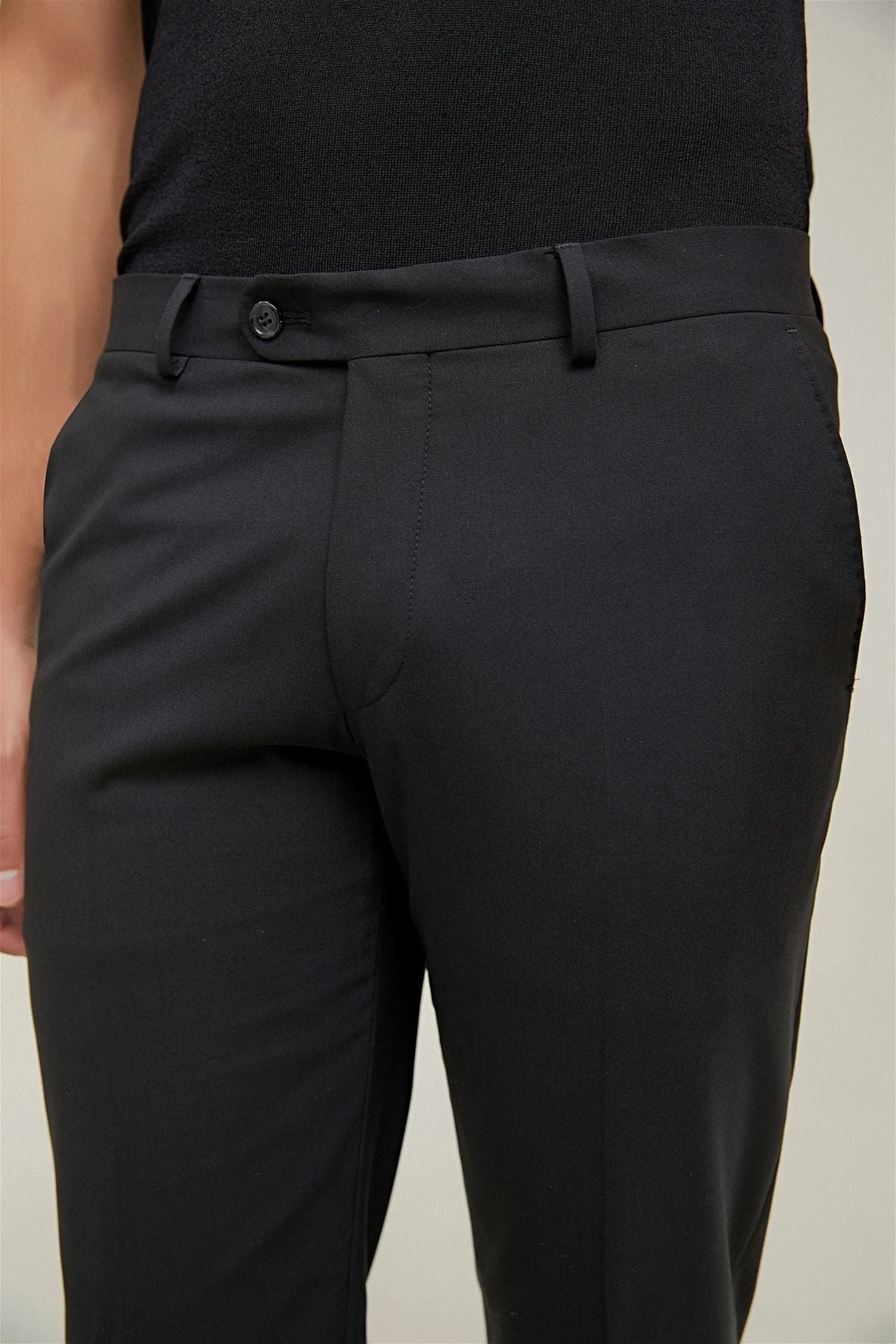 Erkek Okul Pantolonu Rahat Dokuma Lise Boy Kumaş Pantolon - Füme - 2