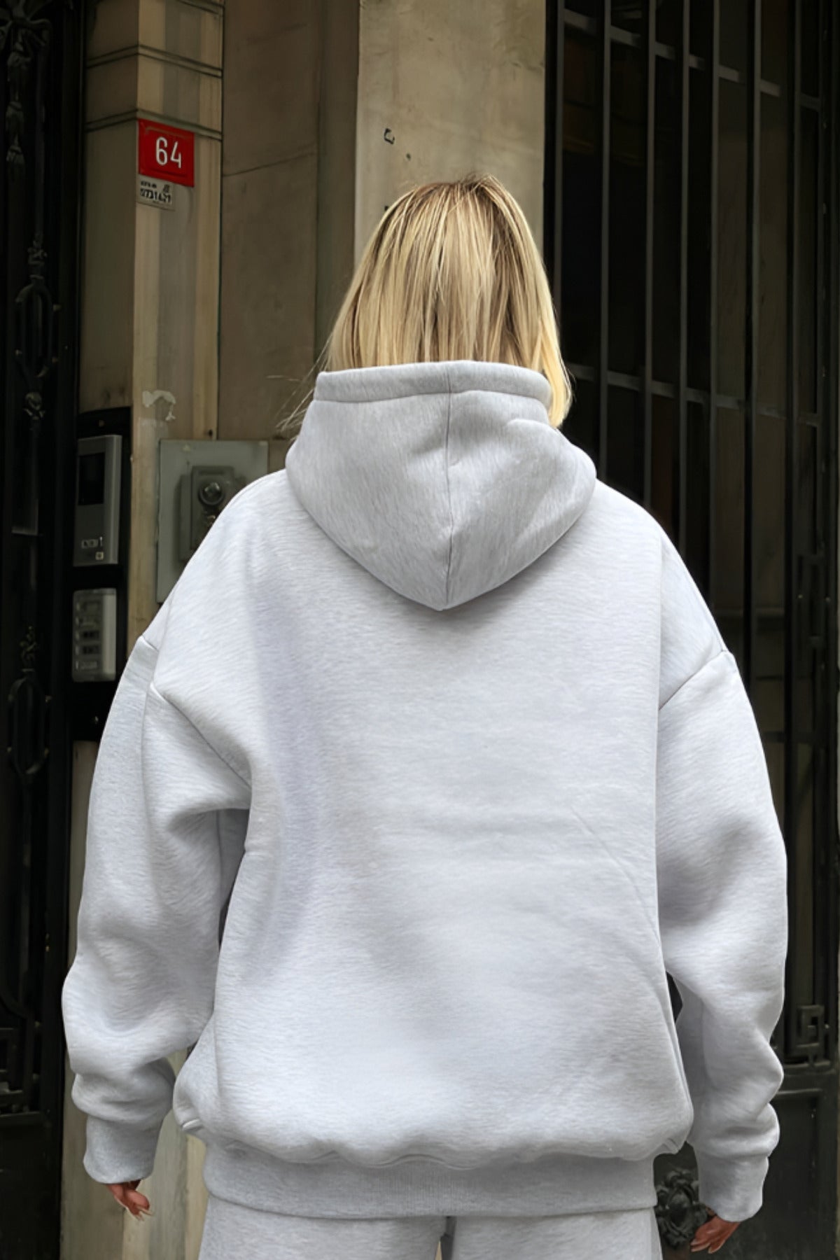 Premium Kalite 3 İplik Sweatshirt Kapuşonlu - Gri - 3