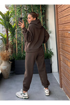 Kadin Kalin Comfort Sweatshi̇rt Yüksek Bel Eşofman Takimi - Kahverengi - 3