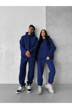 Unisex Oversi̇ze Çi̇ftleri̇n Kullanimina Uygun Eşofman Takimi ( Ürün 1 Takim) - Saks Mavi - 1
