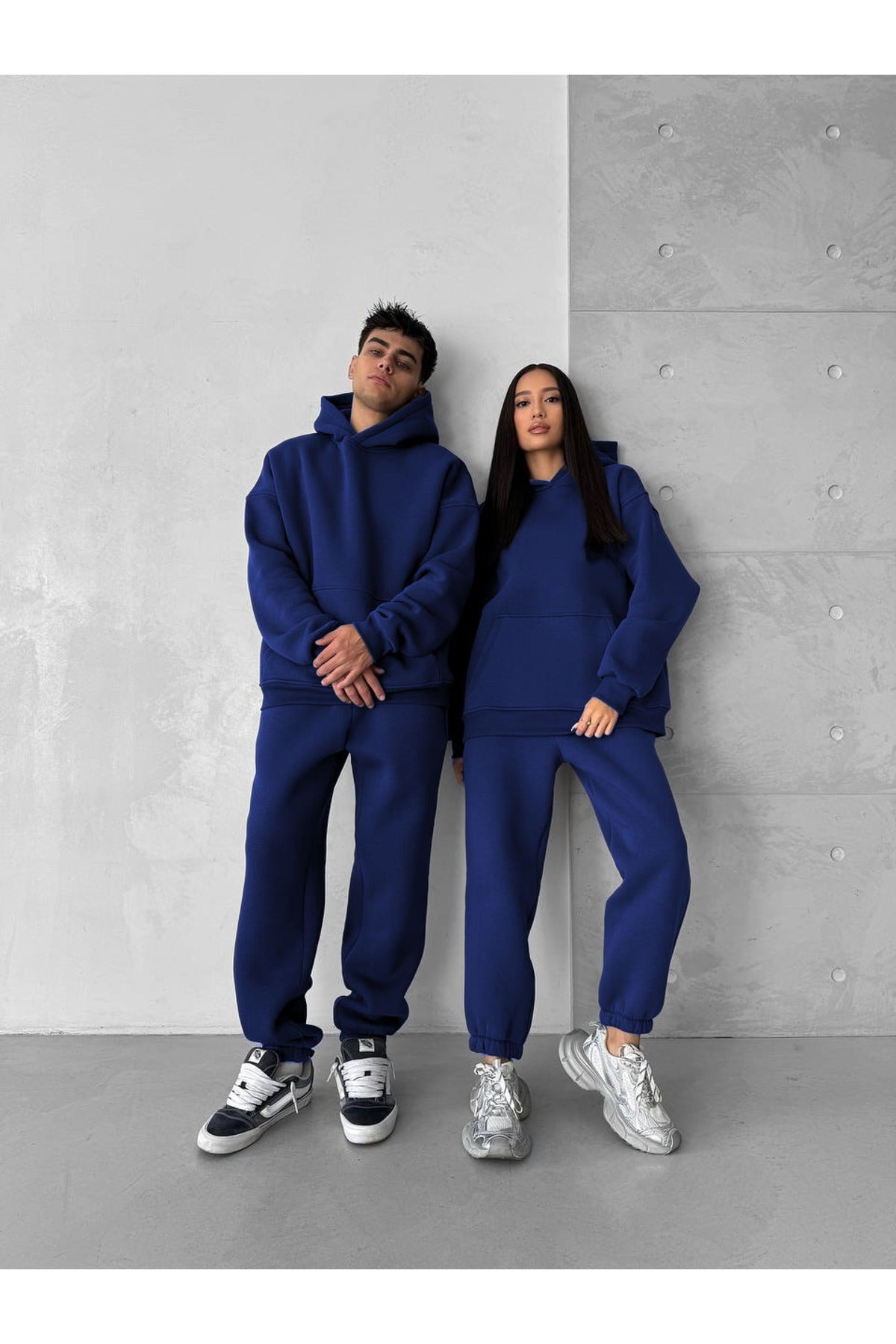 Unisex Oversi̇ze Çi̇ftleri̇n Kullanimina Uygun Eşofman Takimi ( Ürün 1 Takim) - Saks Mavi - 1
