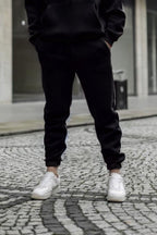 Bay Siyah Beli Lastikli 3 İplik Streetwear Eşofman Altı - Siyah - 2