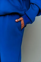 Kadın Eşofman Takımı Sweatshirt Jogger Oversize Şardonlu Kapüşonlu - Saks Mavisi - 6