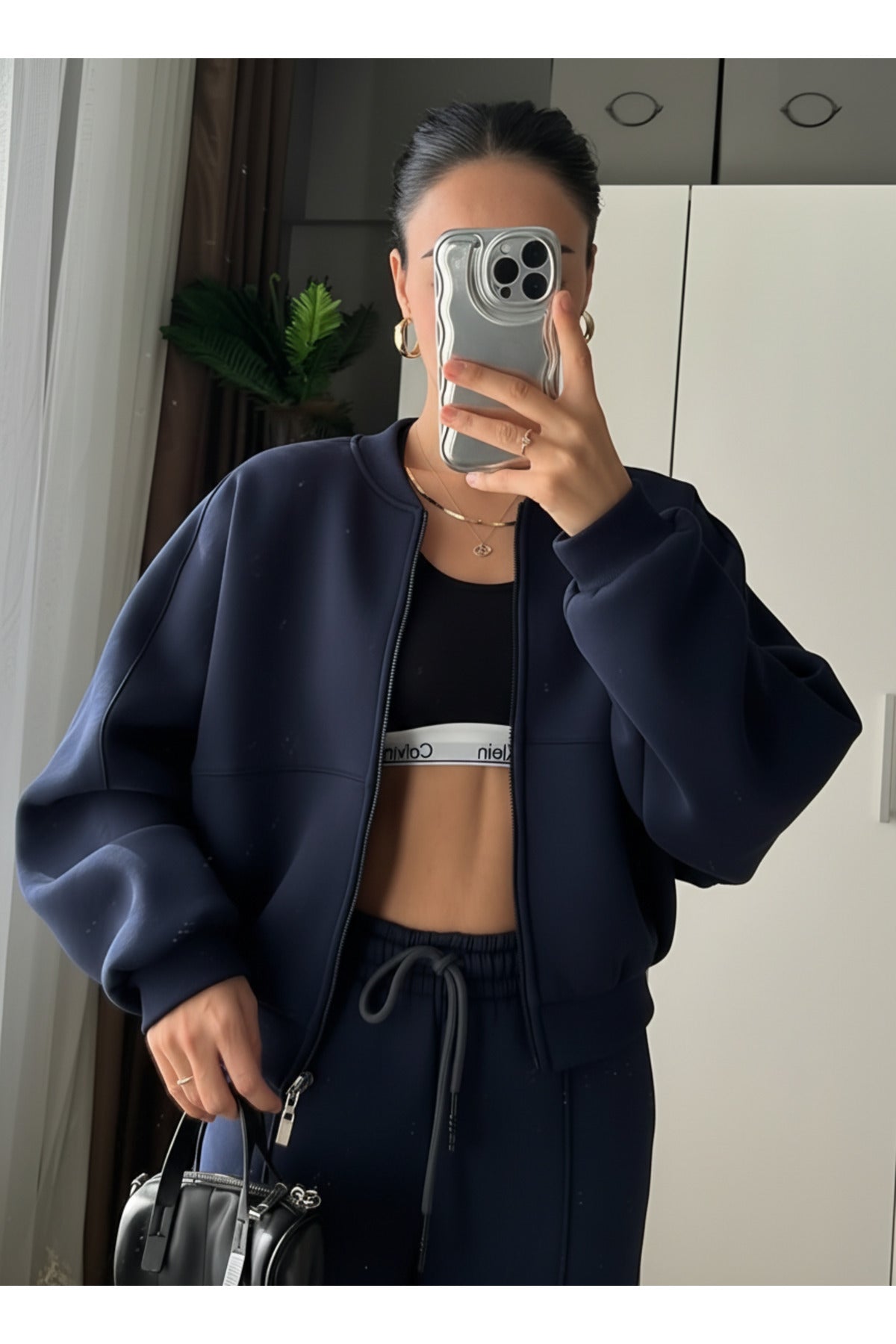 Kadin Casual Bomber Takim - Lacivert - 3