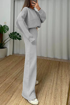 Kadin 3 İ̇pli̇k Bomber Ceket Eşofman Takimi - Soft Gray - 2