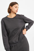 Bi̇si̇klet Yaka Spor Hoodi̇e Sweatshi̇rt - Füme - 1