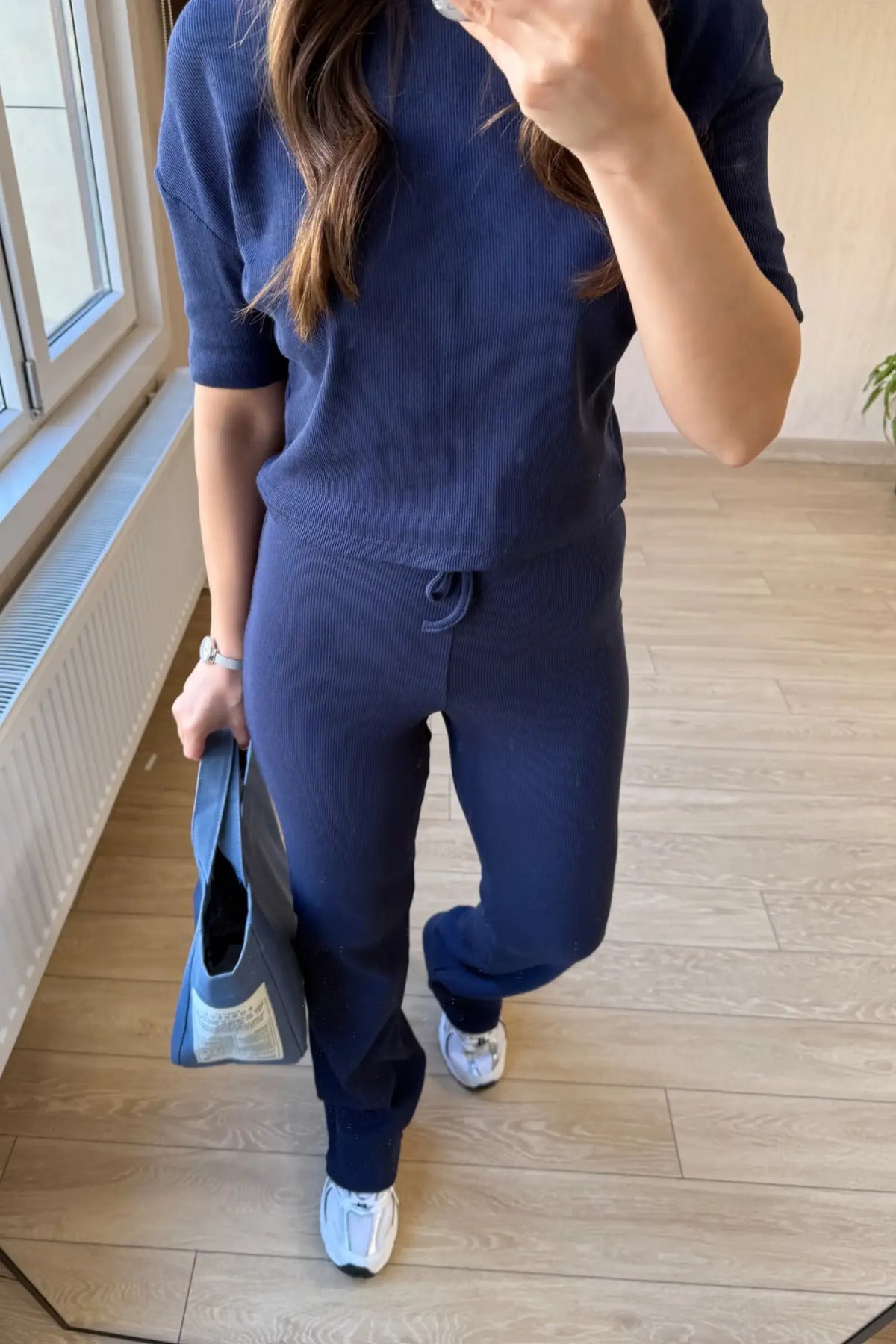 Kadin Kisa Kollu Fi̇ti̇lli̇ Pi̇jama Takimi - Lacivert - 1