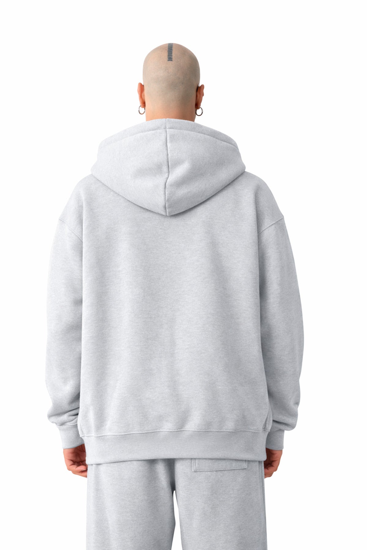 Erkek Basic Unisex Tam Fermuar Sweatshirt Hırka - Gri - 2