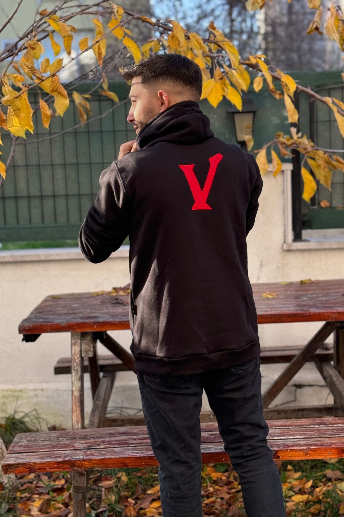 Erkek Kapşonlu Nakişli Oversi̇ze Kolej Sweatshi̇rt - V - 5