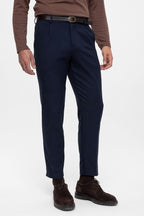 Erkek Lise Regular Esnek Likralı Bilek Boy Kumaş Pantolon - Lacivert - 3