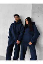 Unisex Oversi̇ze Çi̇ftleri̇n Kullanimina Uygun Eşofman Takimi ( Ürün 1 Takim) - Lacivert - 3