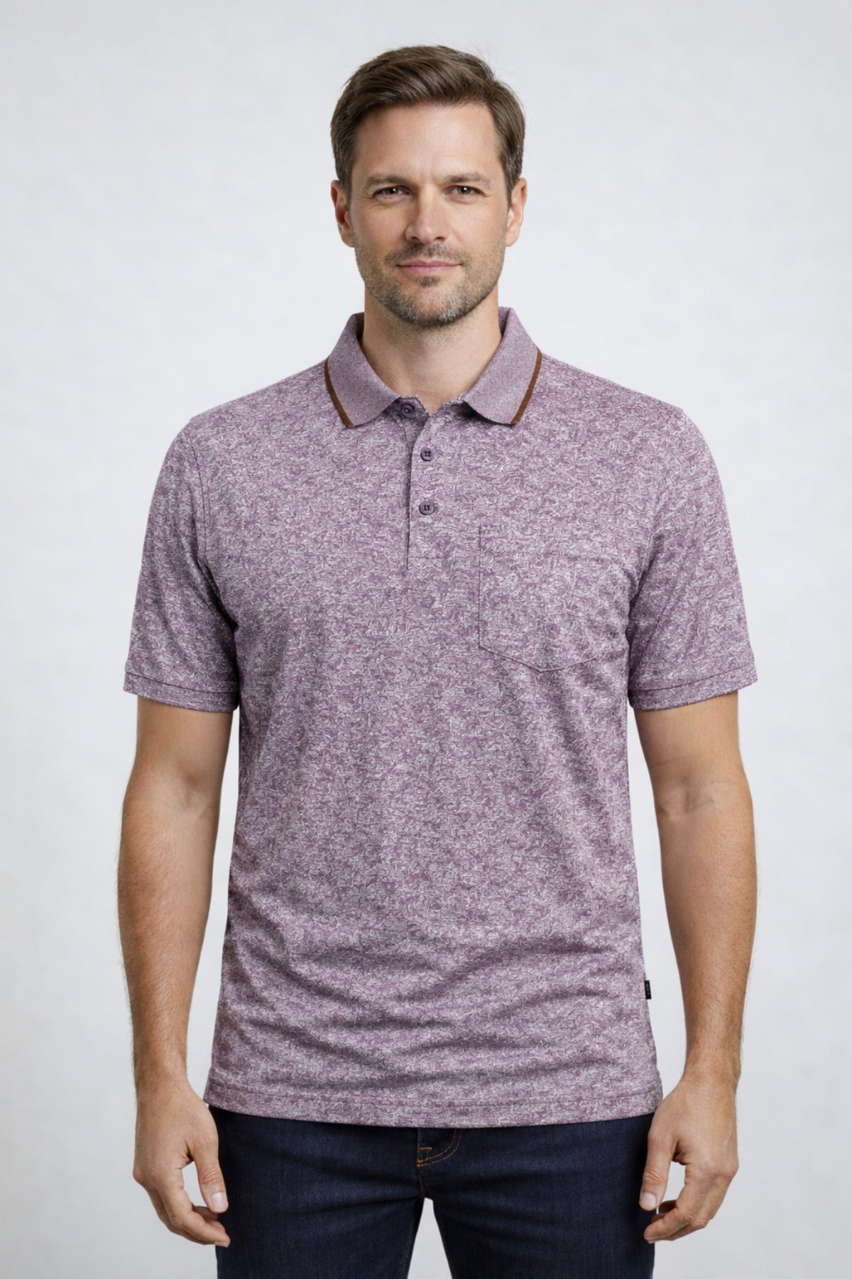 Erkek Polo Yaka Baba Grubu Kısa Kollu Tişört Regular Fit Yazlık - Uçuk Pembe - 1