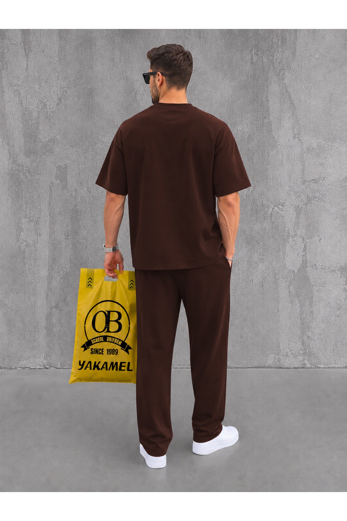 Oversize Salaş Kesim Premium Takım Kombin Rahat Kalıp Unisex İ̇kili Takım - Kahverengi - 2