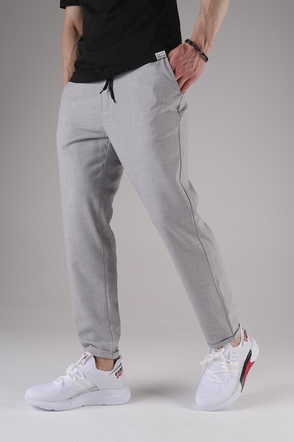 Erkek Duble Paça Jogger Pantolon - Gri - 3
