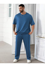 Erkek Bisiklet Yaka Pijama Takımı - Mavi - 2