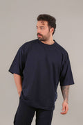 Erkek Oversize Comfort Penye T-shirt - Antasit Melanj - 1