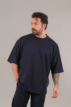 Erkek Oversize Comfort Penye T-shirt - Antasit Melanj - 1