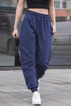 Kadın Lacivert Jogger Yüksek Bel Eşofman Altı Sweatpants - Navy Blue - 2
