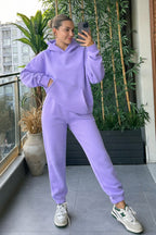 Kadin Kalin Comfort Sweatshi̇rt Yüksek Bel Eşofman Takimi - Lila - 1