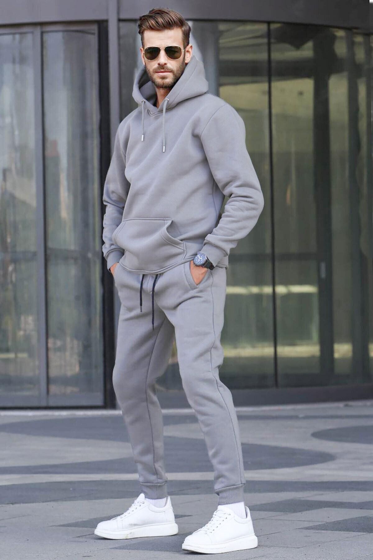Erkek Oversi̇ze Jogger Gri̇ Eşofman Takimi - Gri - 1