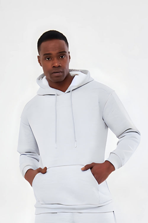 3iplik Bisiklet Yaka Kalın Sweatshirt Pamuklu - Beyaz - 1
