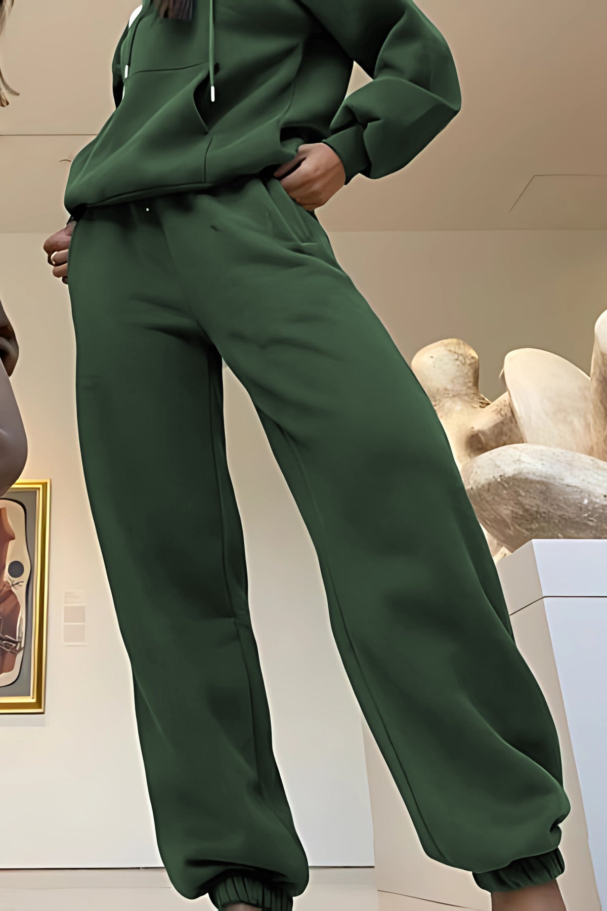 Çiftlere Özel (tekli̇) Oversize Couple Eşofman Takımı - Koyu Yeşil - 2