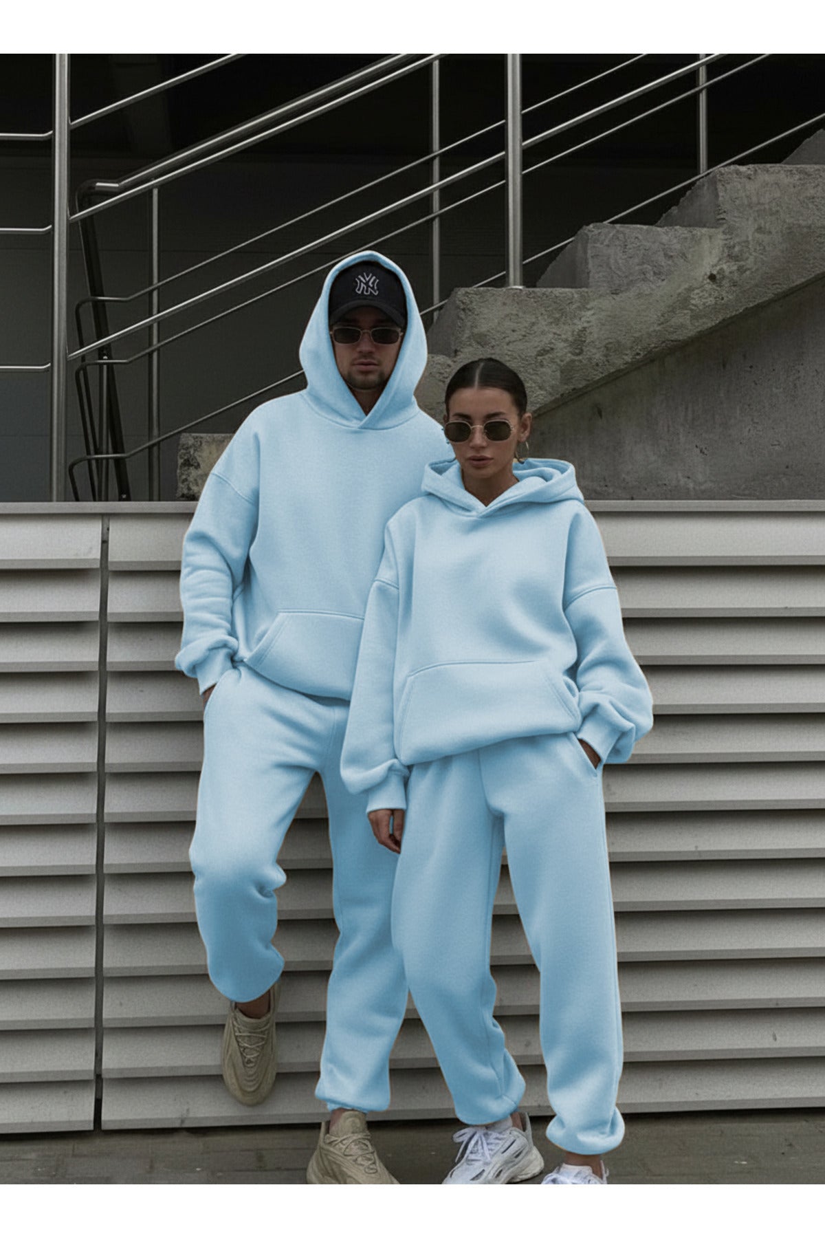 Unisex 3 İ̇pli̇k Şardonlu Oversi̇ze Çi̇ftleri̇n Kullanimina Uygun (tekli̇) - Bebe Mavisi - 1