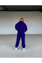 Kadın Oversize Spor Ve Günlük Jogger Paçası Lastikli Eşofman Takımı - Saks Mavisi - 3